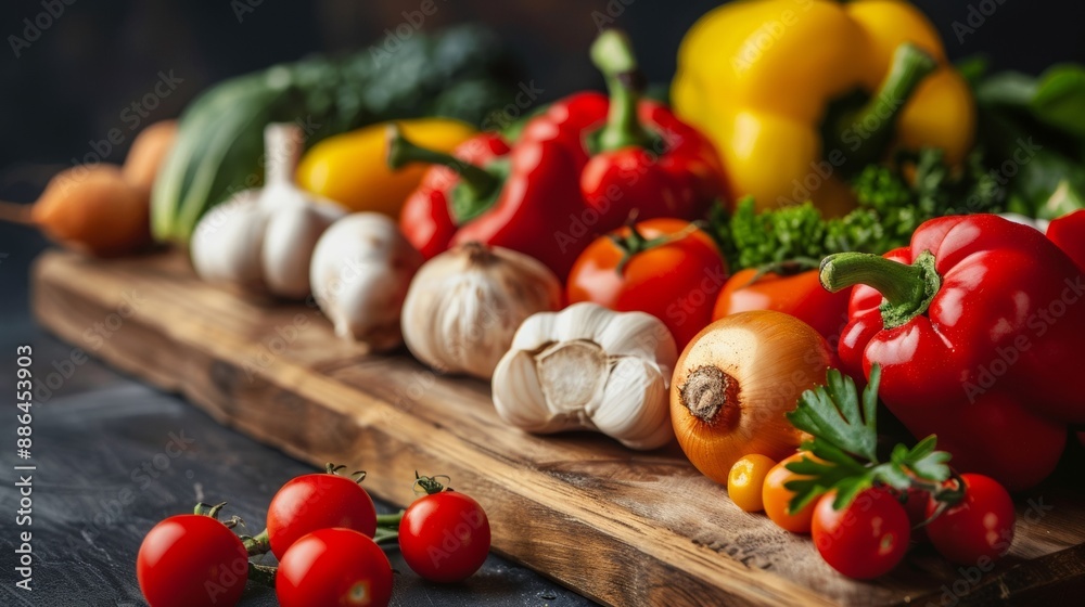 Fresh Vegetables on Wooden Cutting Board