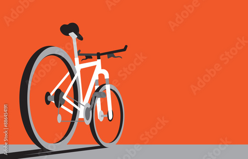 a bicycle in front of the horizon, with high contrast and copy space