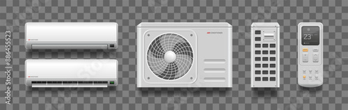 Air conditioning vector realistic set