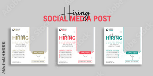 We are hiring job vacancy social media post or square web banner template vector design	