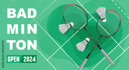 Badminton banner vector. Design of banner for sport events