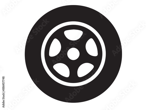 car wheel rim vector silhouette, icon, logo, monochrome, color in black and transparent for conceptual design