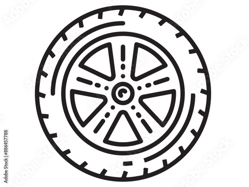 car wheel rim vector silhouette, icon, logo, monochrome, color in black and transparent for conceptual design