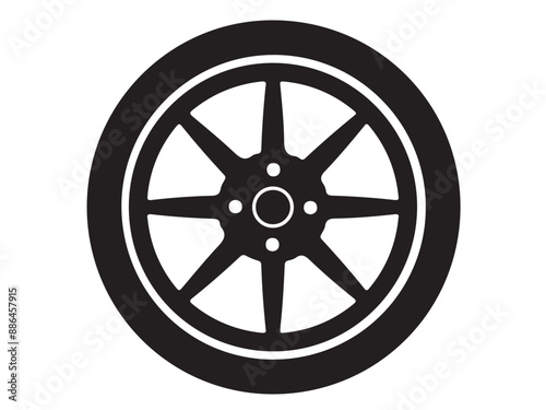 car wheel rim vector silhouette, icon, logo, monochrome, color in black and transparent for conceptual design