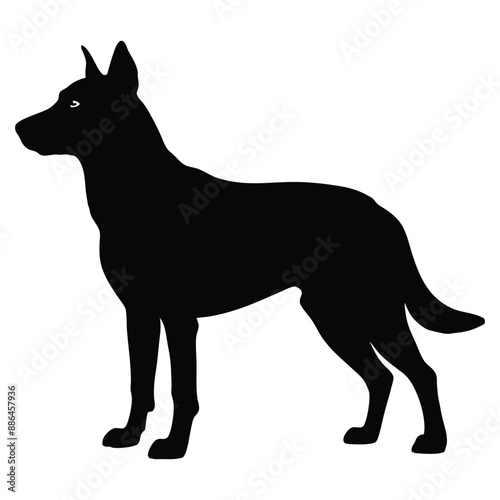 Running Dog Silhouette - Dynamic Silhouetted Canine in Motion, Ideal for Conveying a Sense of Energy and Vitality