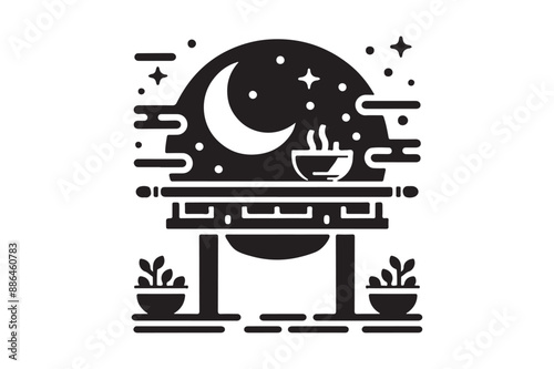 A table silhouette vector style 