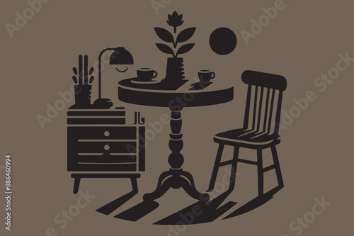 A table silhouette vector style 