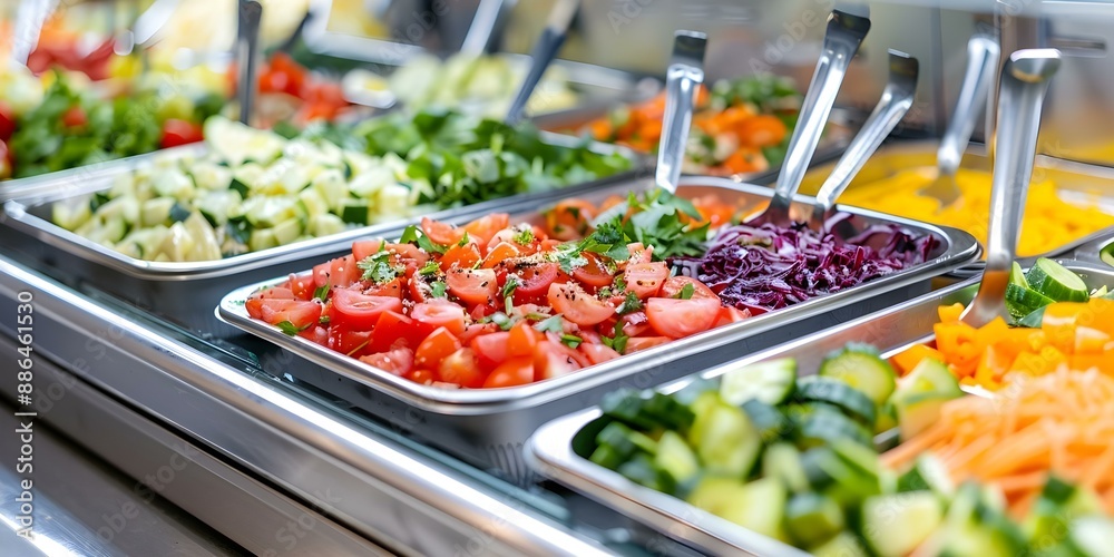 Fresh organic salad bar with plantbased options sourced from local farms. Concept Salad Bar, Organic, Plant-based, Local Farms, Fresh Ingredients Fresh organic salad bar with plantbased options sourced from local farms. Concept Salad Bar, Organic, Plant-based, Local Farms, Fresh Ingredients