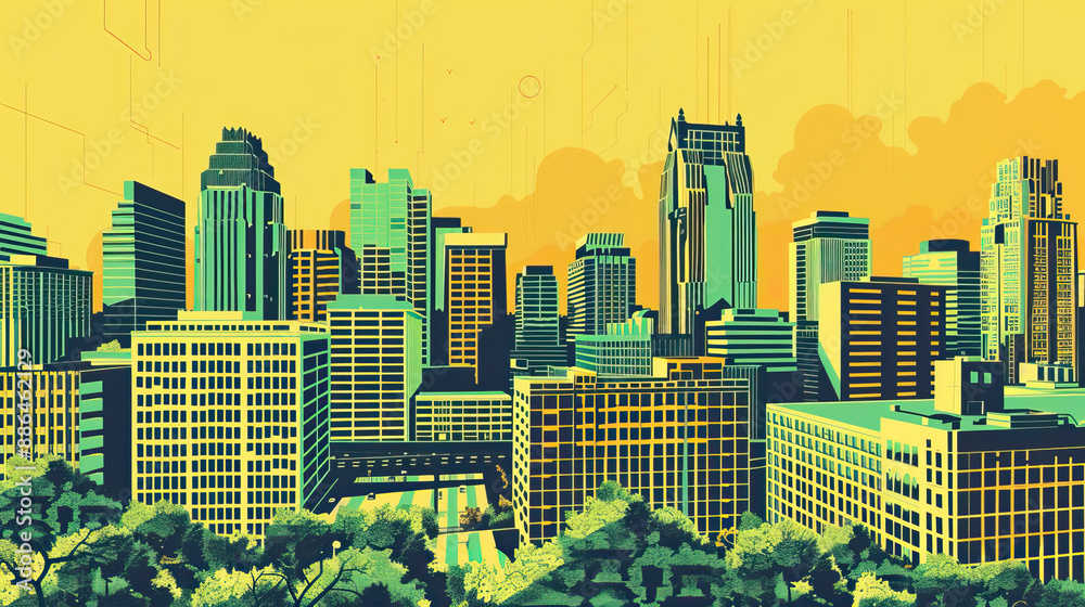 Risograph riso print travel poster, card, wallpaper or banner ...