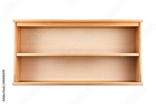 A Simple Wooden Shelf Awaiting Its Purpose on a White or Clear Surface PNG Transparent Background photo