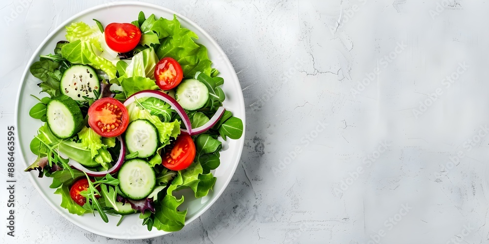 Healthy Diet Salad with Vegetables, Greens, and Low-Calorie Ingredients. Concept Nutritious Salad, Fresh Produce, Low-Calorie Meal, Vegetable-packed Dish, Healthy Eating Healthy Diet Salad with Vegetables, Greens, and Low-Calorie Ingredients. Concept Nutritious Salad, Fresh Produce, Low-Calorie Meal, Vegetable-packed Dish, Healthy Eating