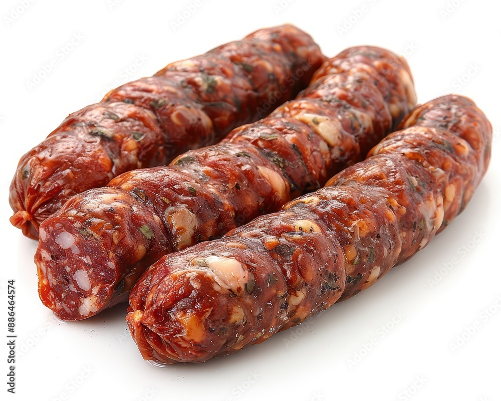 Fresh Raw Sausages in a Row on White Background - High-Quality Food Photography Fresh Raw Sausages in a Row on White Background - High-Quality Food Photography