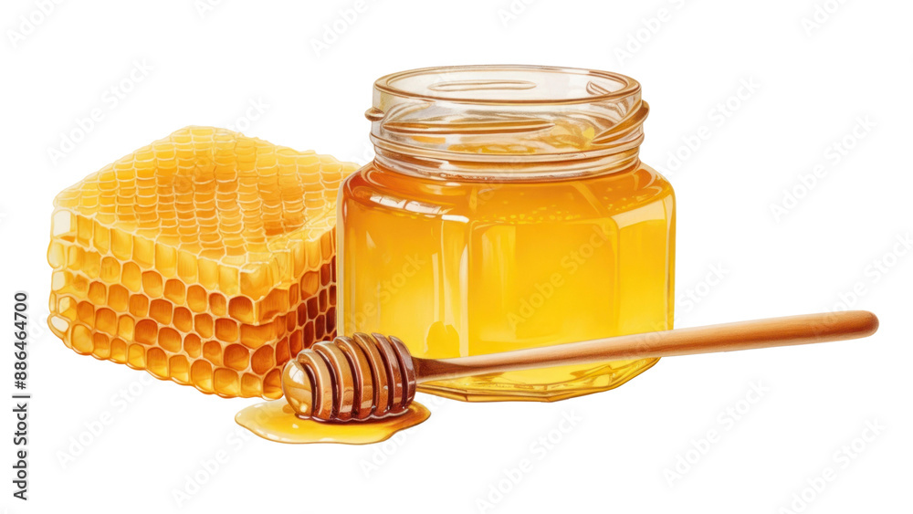 Honey jar png digital art food, transparent background Honey jar png digital art food, transparent background