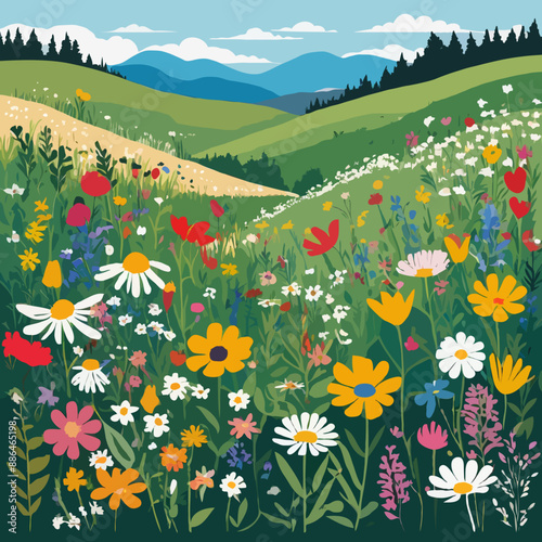 landscape with flowers