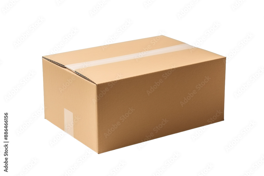 A Single Cardboard Box Awaits Its Destination on a White or Clear Surface PNG Transparent Background A Single Cardboard Box Awaits Its Destination on a White or Clear Surface PNG Transparent Background
