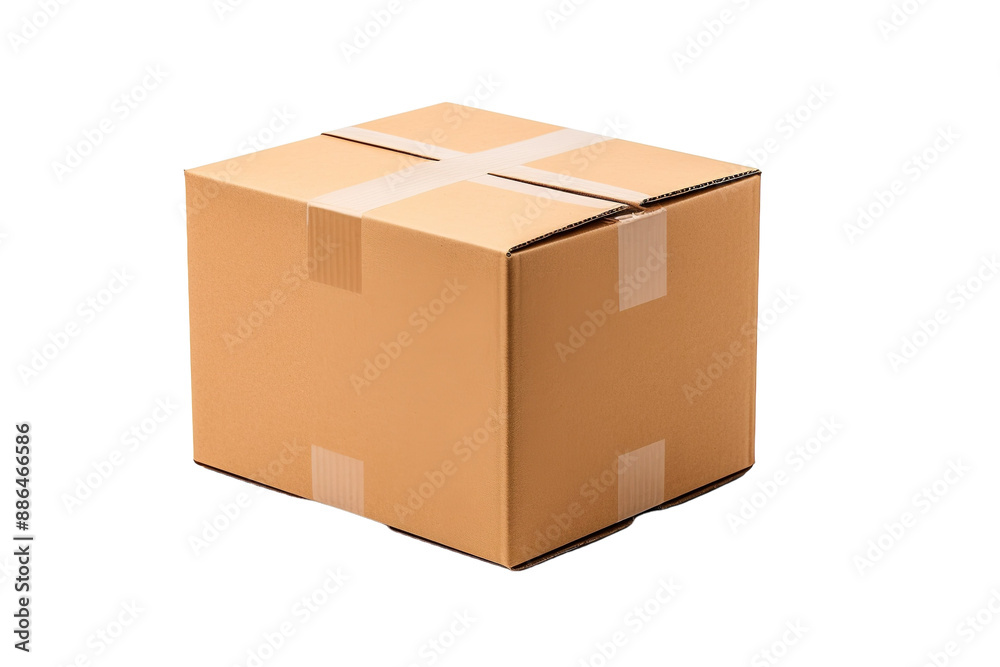 A Simple Cardboard Box, Waiting for Its Journey on a White or Clear Surface PNG Transparent Background A Simple Cardboard Box, Waiting for Its Journey on a White or Clear Surface PNG Transparent Background