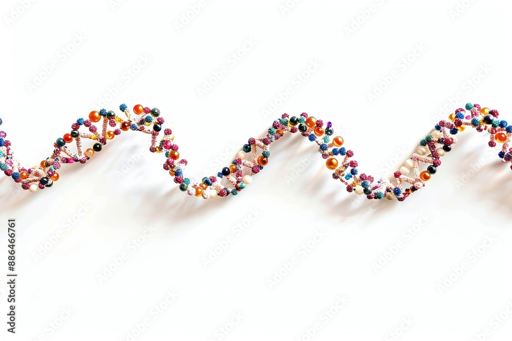 Fototapeta premium Human dna molecule thread on white background Generative Ai