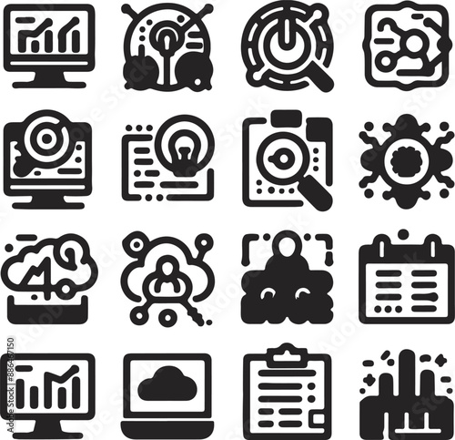 Data Analytics thin line icon set. Data Analysis editable stroke icons. Vector 