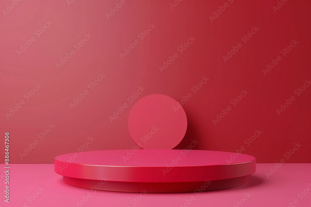 a red podium with a circle in the middle a red podium with a circle in the middle