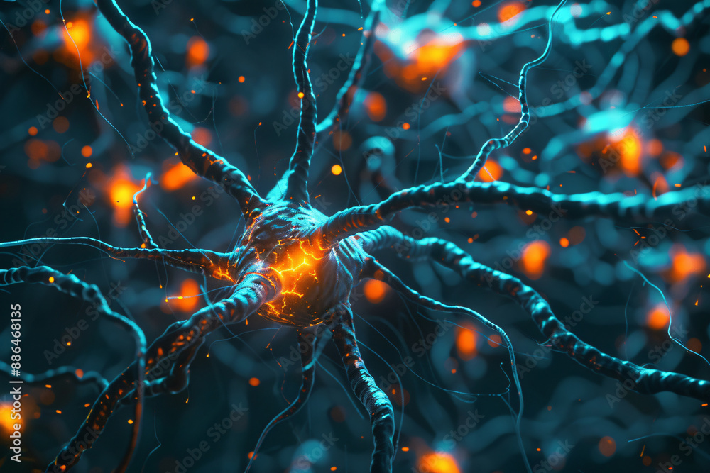 a close up of a nerve cell a close up of a nerve cell