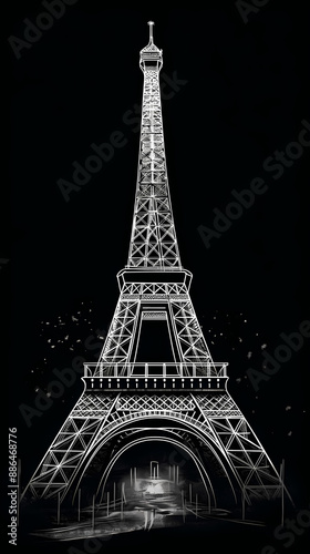 Wallpaper Mural Silhouette chalk Paris vector image Torontodigital.ca