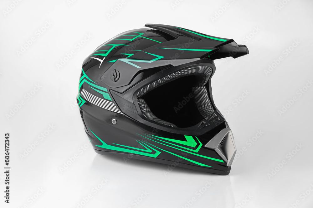 New stylish motorcycle helmet on white background New stylish motorcycle helmet on white background