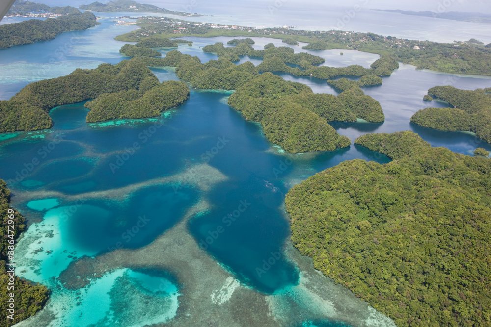 Palau islands view from above on a sunny autumn day Palau islands view from above on a sunny autumn day