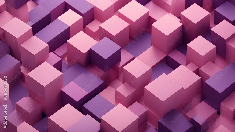Abstract geometric cubes in shades of pink and purple, wallpaper Abstract geometric cubes in shades of pink and purple, wallpaper