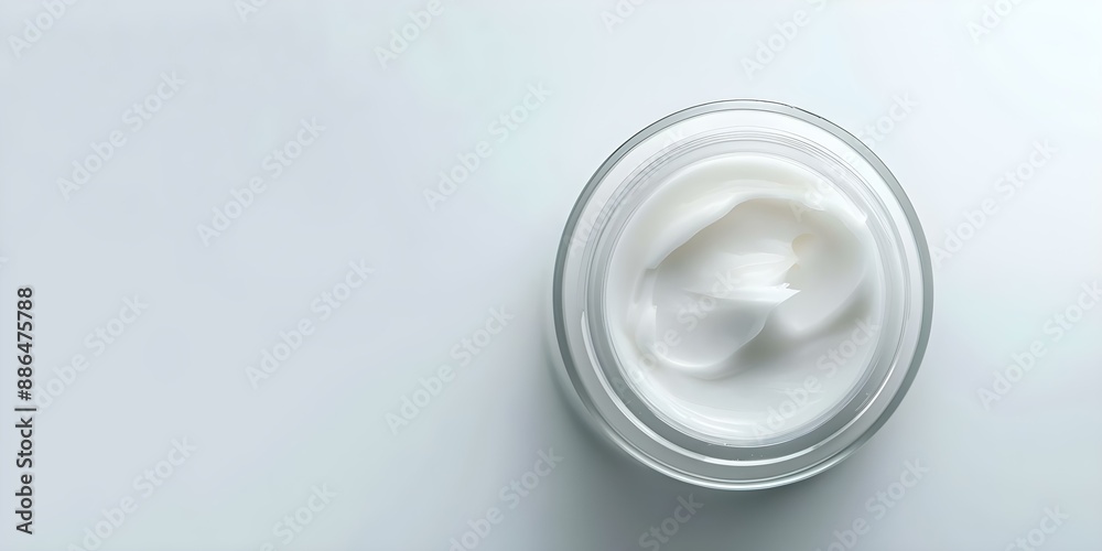 Top view of eco-friendly cream jar without water, made from organic and sustainable chemical-free ingredients. Concept Eco-friendly packaging, Sustainable beauty, Organic skincare Top view of eco-friendly cream jar without water, made from organic and sustainable chemical-free ingredients. Concept Eco-friendly packaging, Sustainable beauty, Organic skincare
