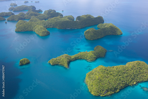 Palau islands view from above on a sunny autumn day