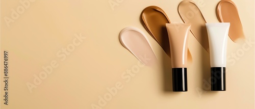 BB creams texture, sitting on a beige background, perfect for themed beauty designs.