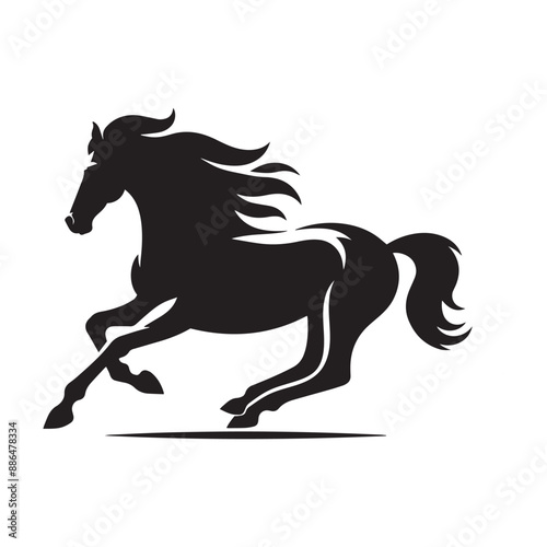 Unicorn horse silhouette flat illustration design
