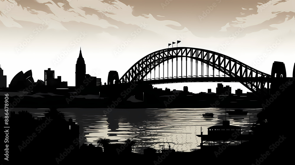 Naklejka premium Silhouette chalk Sydney vector image