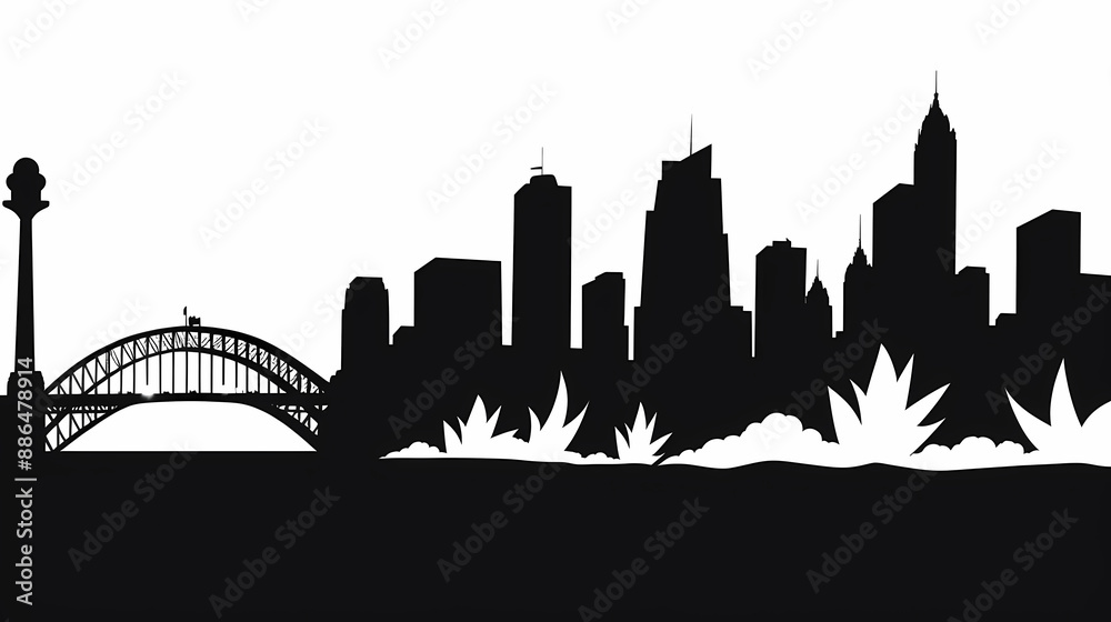 Obraz premium Silhouette chalk Sydney vector image