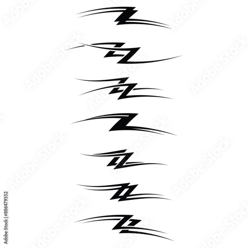 Collection of racing abstract stripes car wrap vinyl stickers. Set of different tribal tattoos