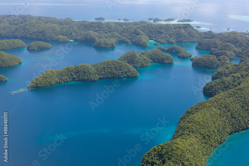 Palau islands view from above on a sunny autumn day