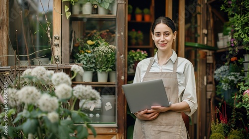 The florist with laptop photo