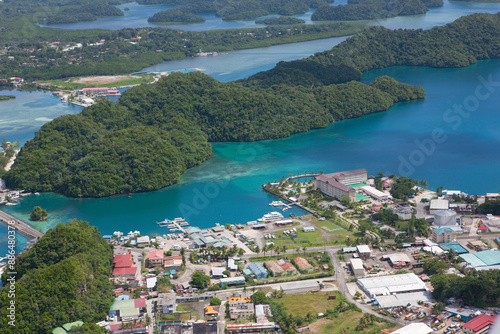 Palau islands view from above on a sunny autumn day