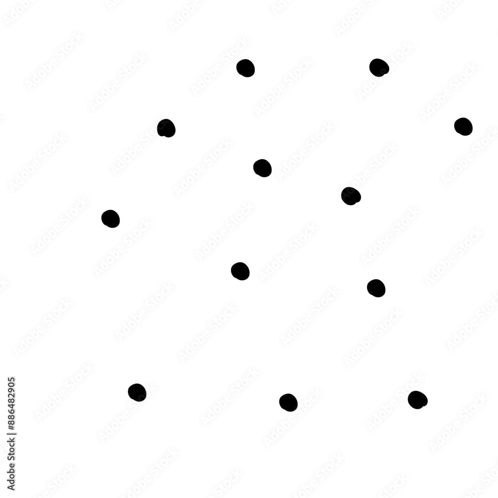 Black dot doodle seamless pattern creative circle trendy minimalist retro style geomatric art children on white background transparent texture for textile fabric paper print modern party polka shape