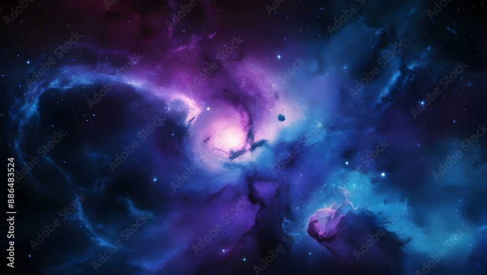 Fototapeta premium Enigmatic Swirls and Starry Specks in a Celestial Sea Abstract Background