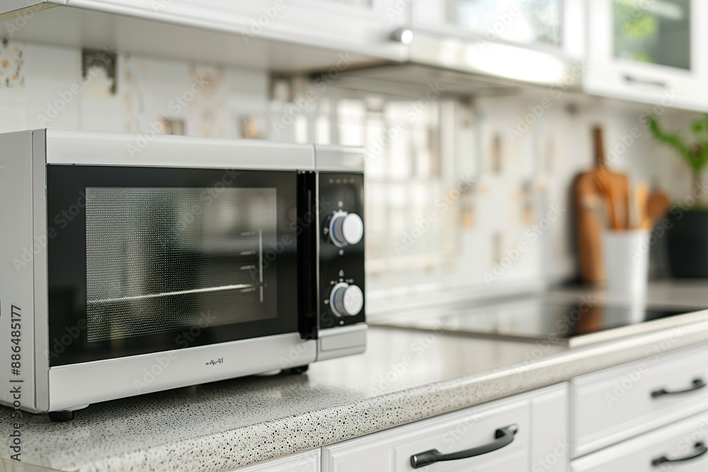 Modern Kitchen with Stainless Steel Microwave Modern Kitchen with Stainless Steel Microwave