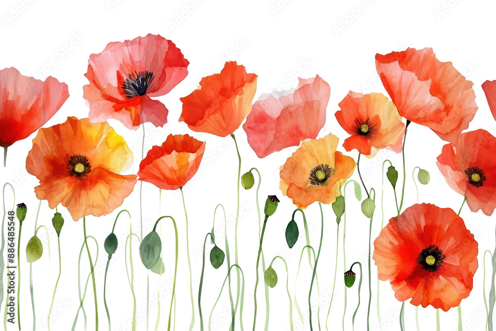 Naklejka premium PNG Poppy backgrounds flower nature.