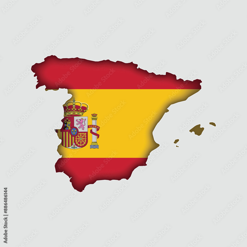 Fototapeta premium SPAIN Map with flag in body
