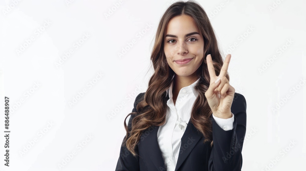Confident Businesswoman Showing Victory Sign Confident Businesswoman Showing Victory Sign