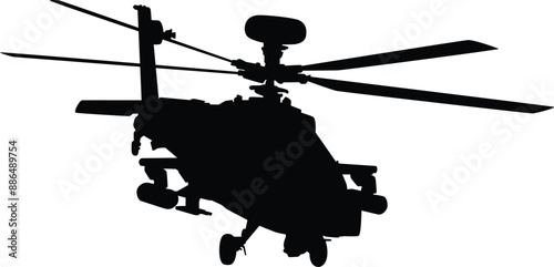 Helicopter silhouette full length illustration