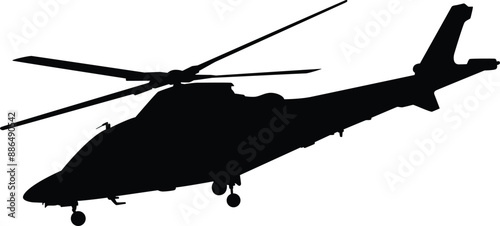 Helicopter silhouette full length illustration