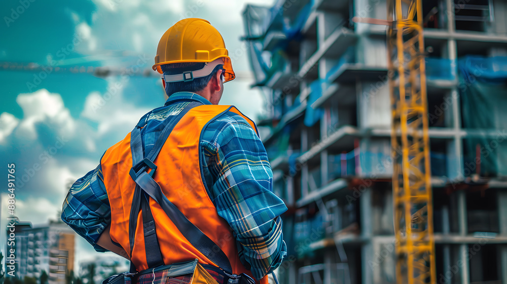 Portrait of a working man in a uniform and a hard hat. AI Generated Portrait of a working man in a uniform and a hard hat. AI Generated