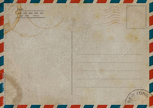 Backside of old postcard with dirty stain