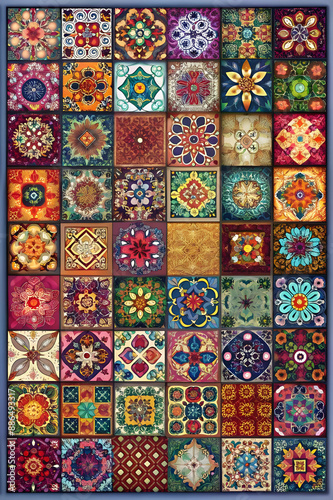 Wallpaper Mural Ethnic Floral Pattern with Vintage Mandala Element Torontodigital.ca