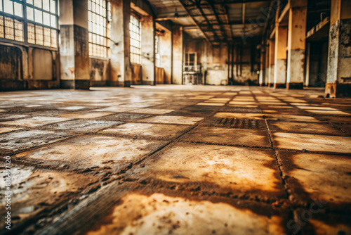 The room is bare with tiled flooring and abundant windows